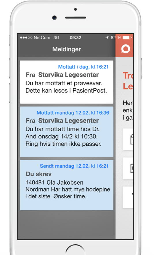 PasientPost på mobilskjerm